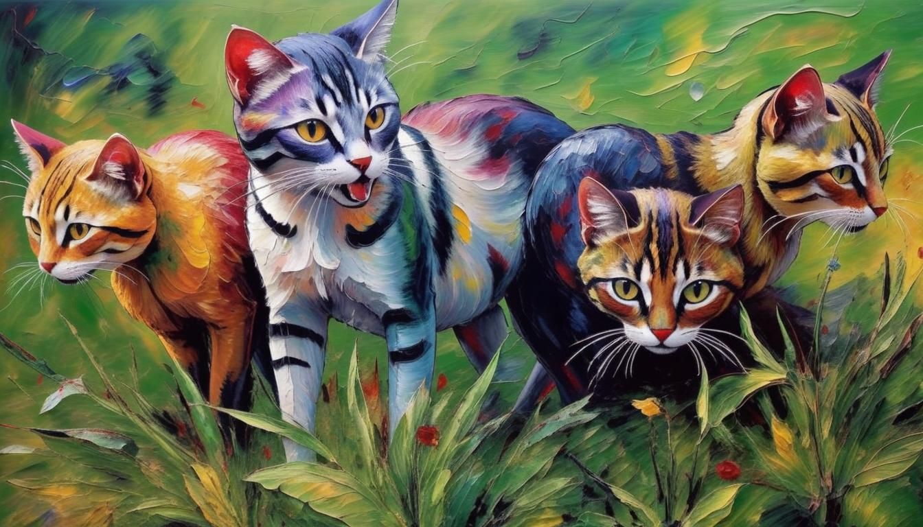 Expressionist Cats in Vivid Colors