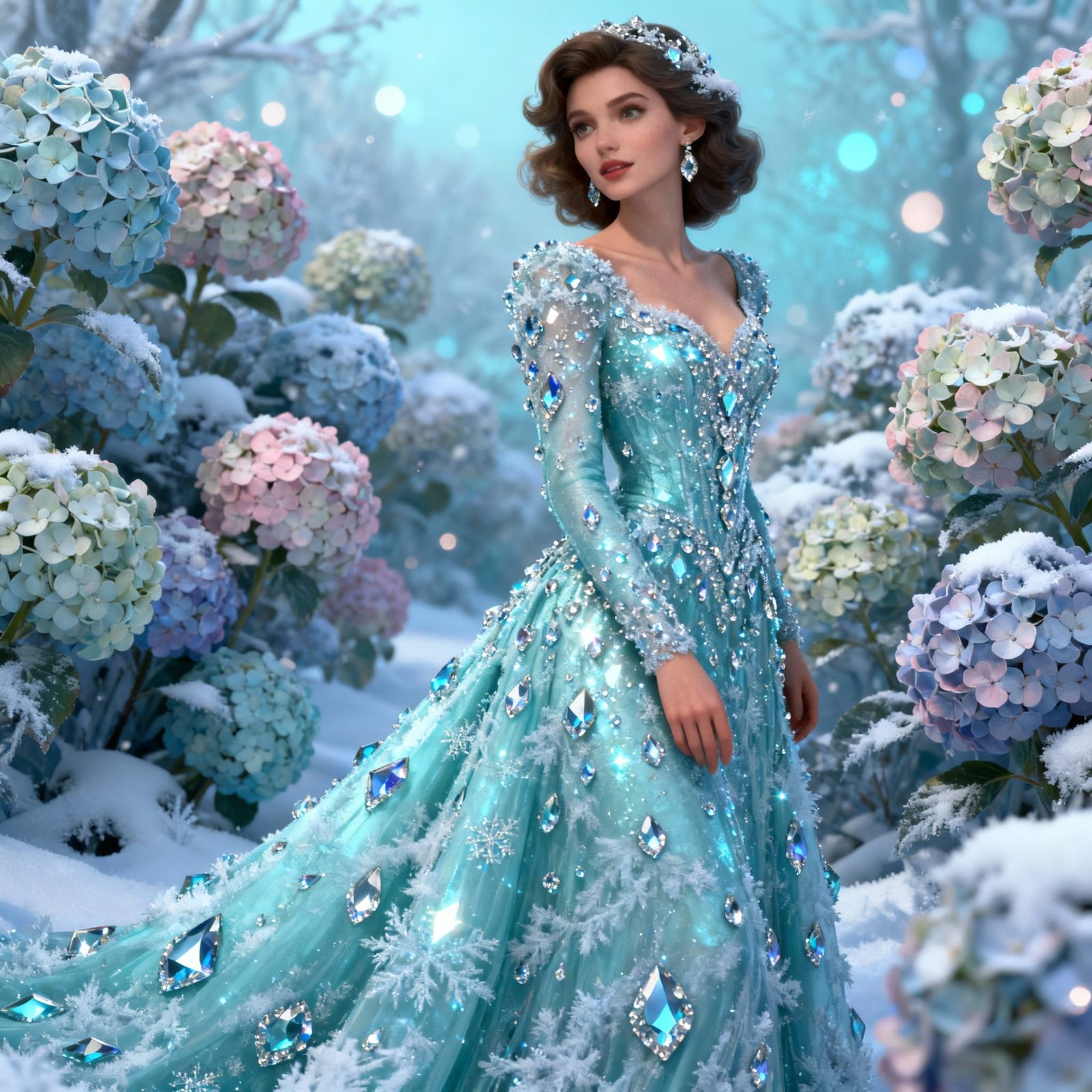 Full length Tim Walker style photo shoot, beautiful woman in...