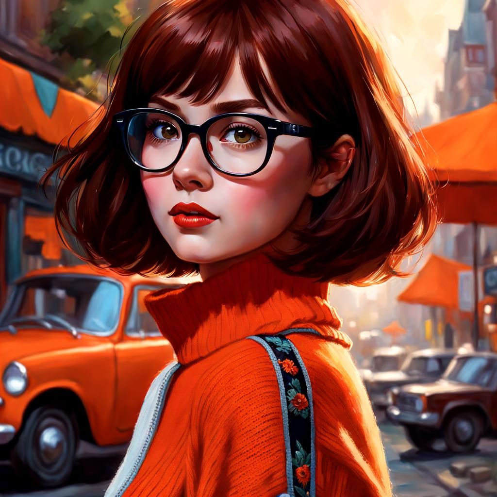 Velma from Scooby Doo Portrait in Digital Art Style