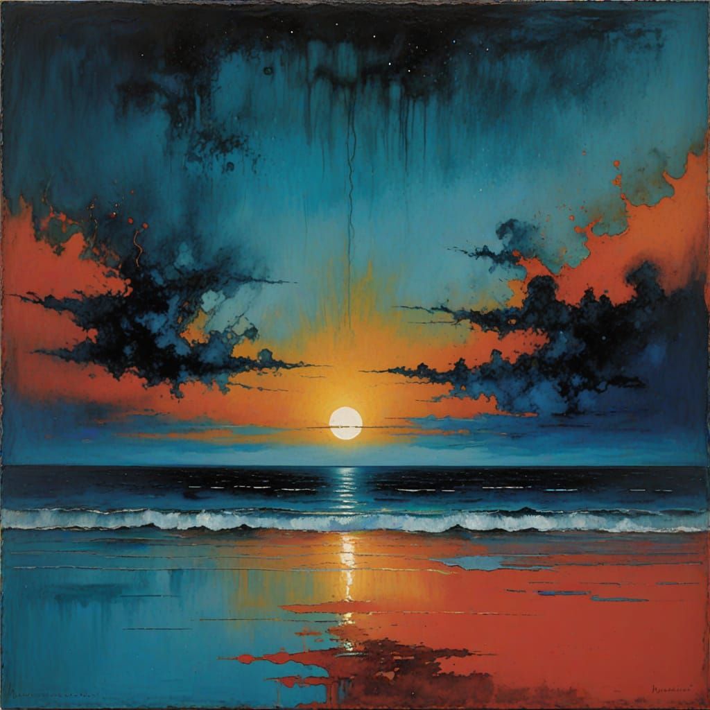 Celestial Tide Abstract Modern Artwork in Oil Painting Style