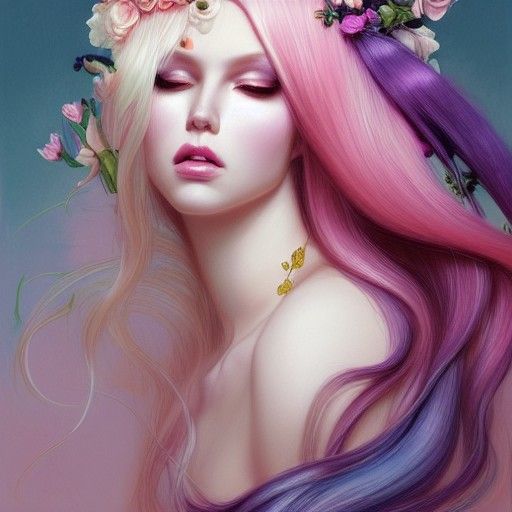 Decadent Androgynous Goddess Portrait in Digital Art Style