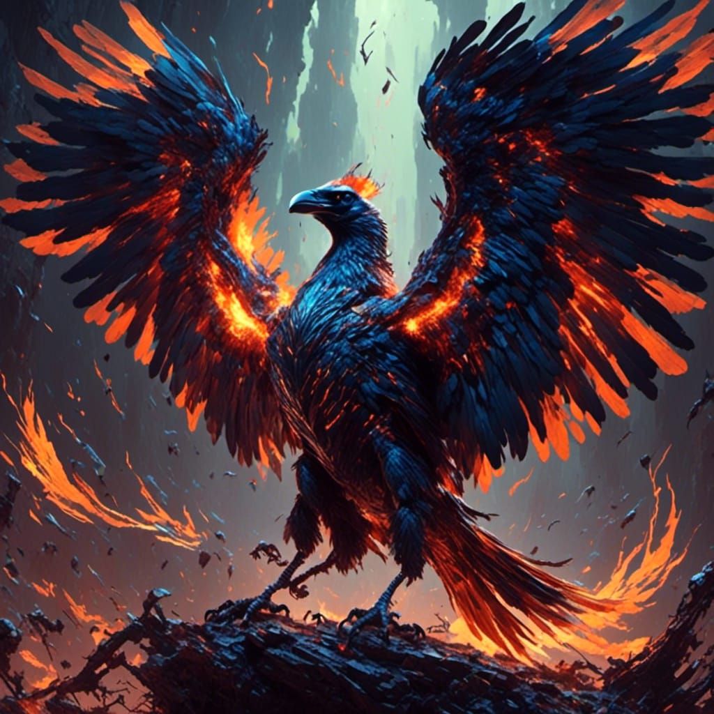 Chaotic Raven Creature with Ethereal Energy