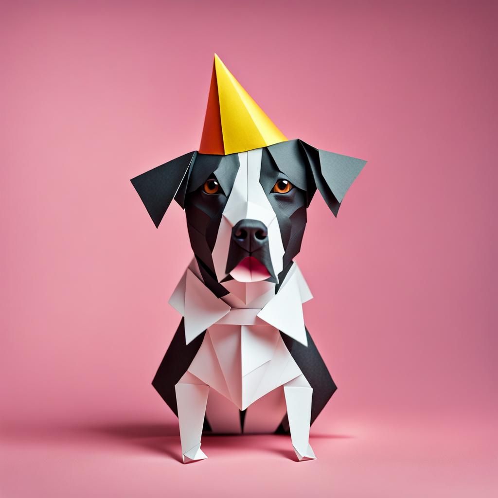 Dog with Two Noses in Origami Papercraft