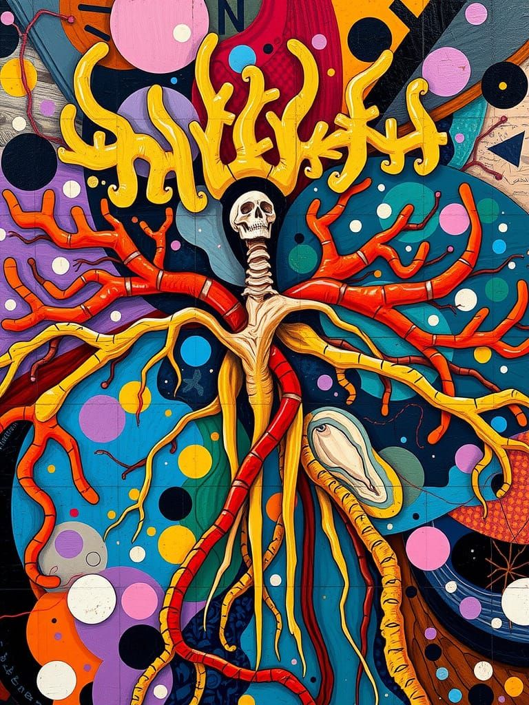 Abstract Nervous System Art: Vibrant Textures and Colors