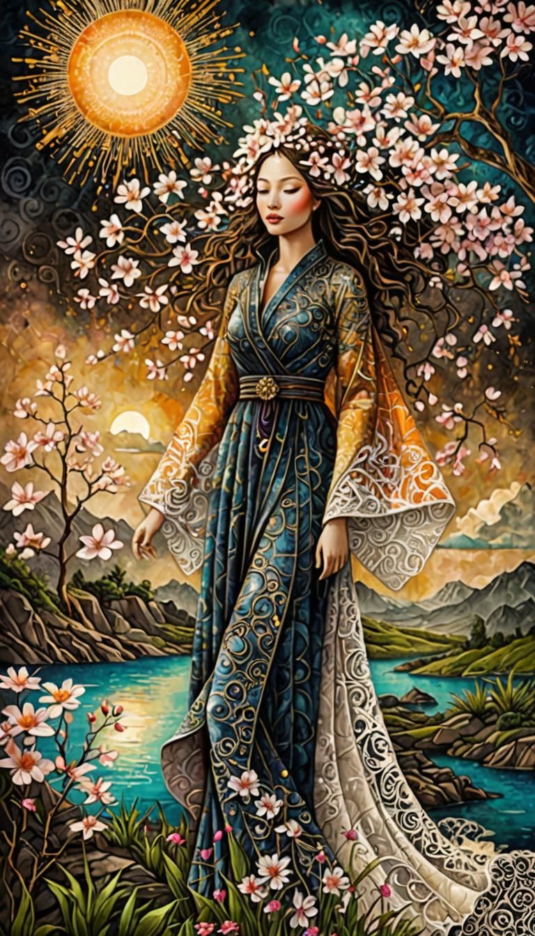 Surreal Beauty: Spectral Blossoms in Alcohol Ink Style