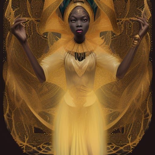 Elegant African Queen in Sci-Fi Fantasy Style