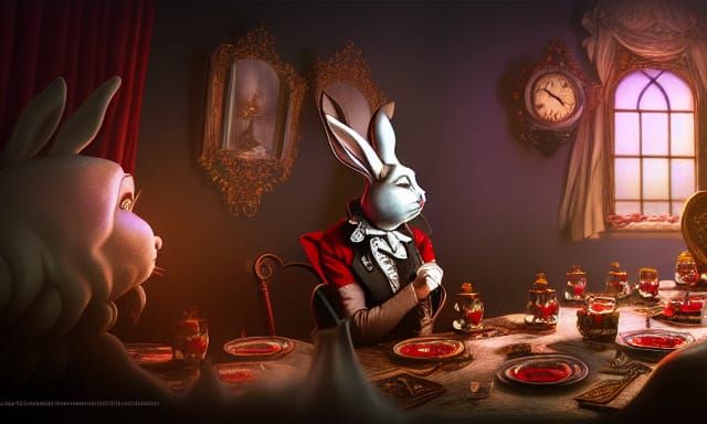 Alice in Wonderland Dark Fantasy Thanksgiving Scene