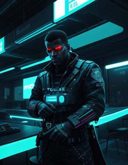 Futuristic Police Station Portraits in Cyberpunk Style