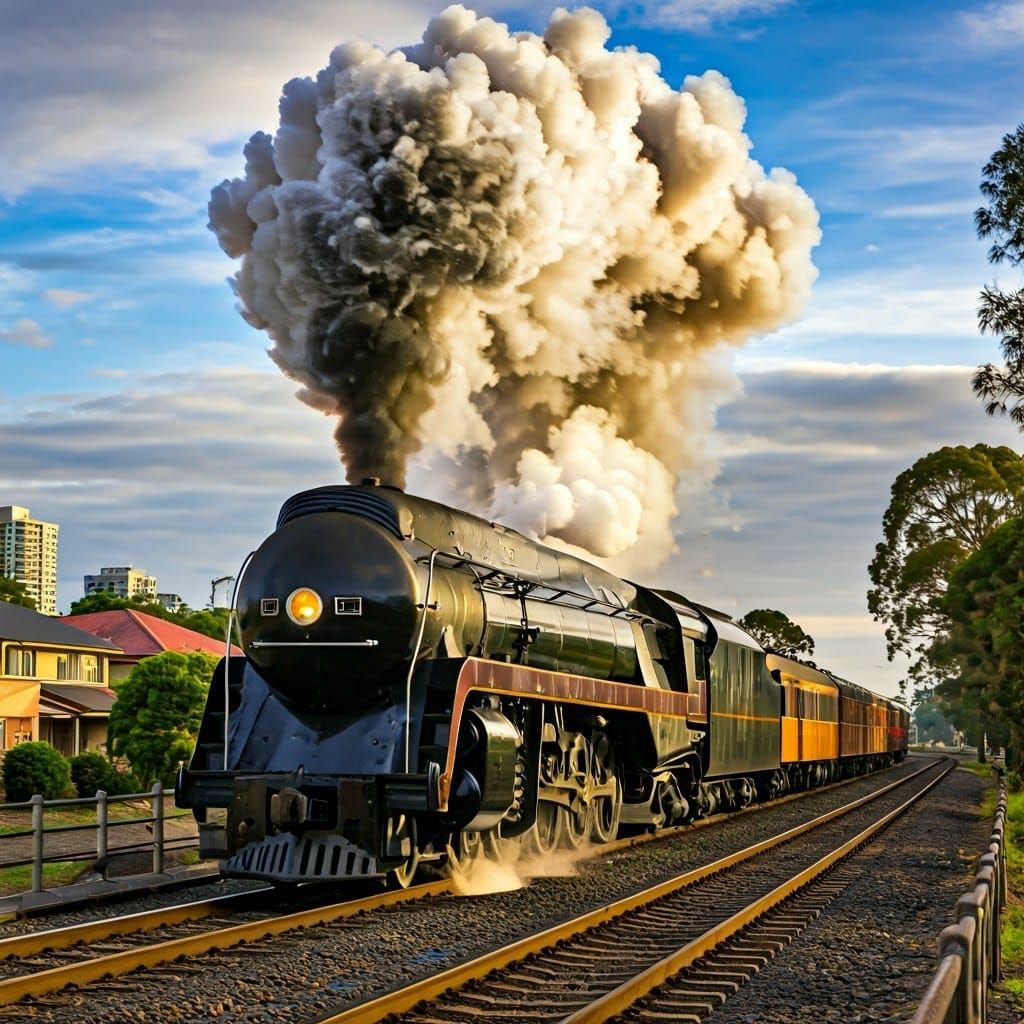 Vintage Steam Trains Chug Through Brisbane's Golden Hour