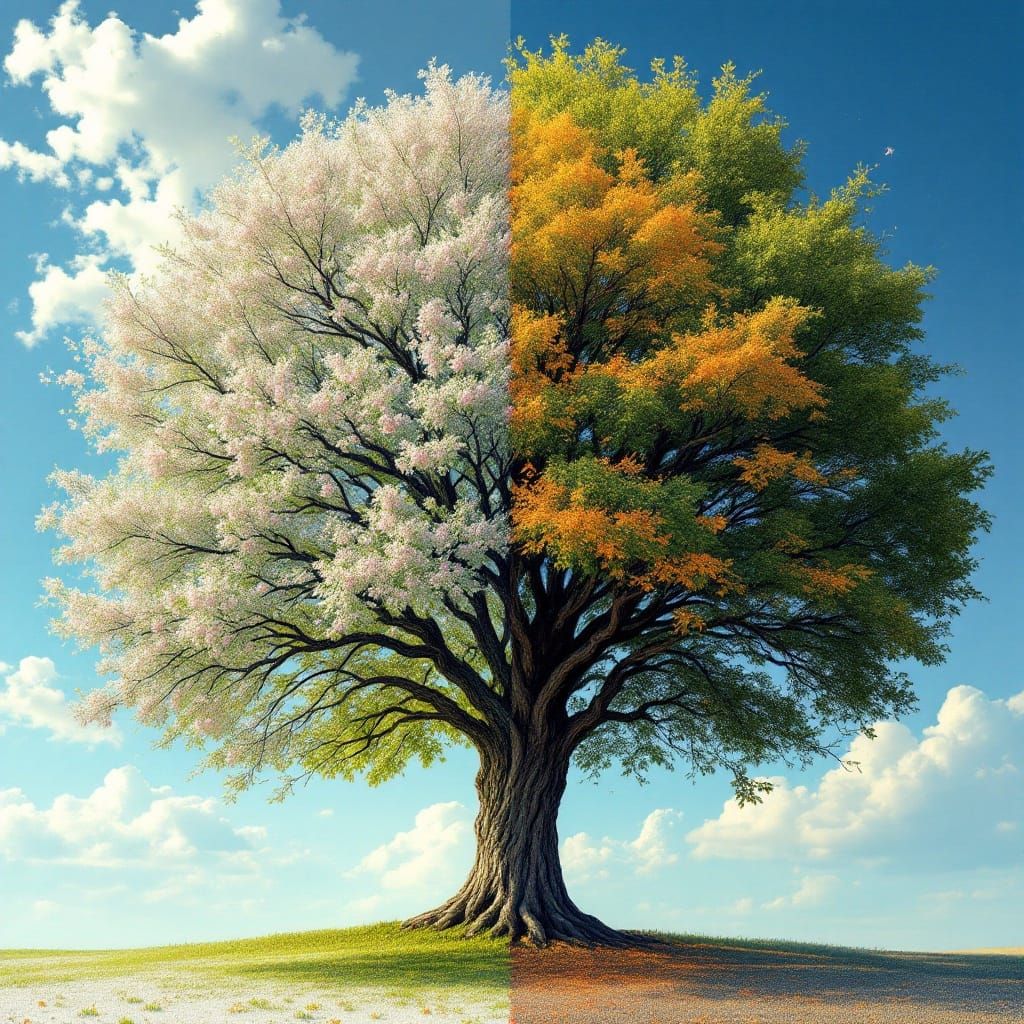 Ethereal Seasons Tree: A Dreamy, Cinematic Masterpiece