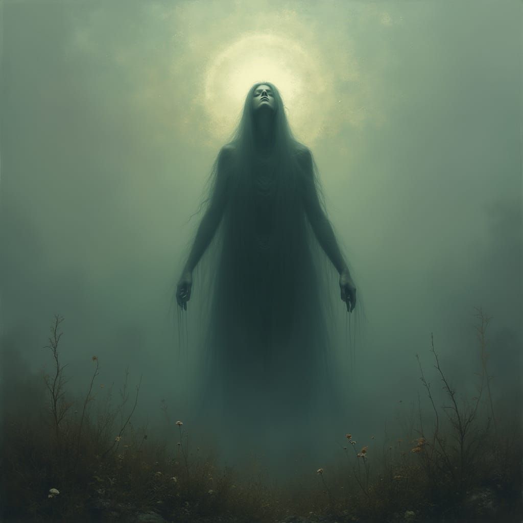 Enigmatic Figure in Mystical Landscape