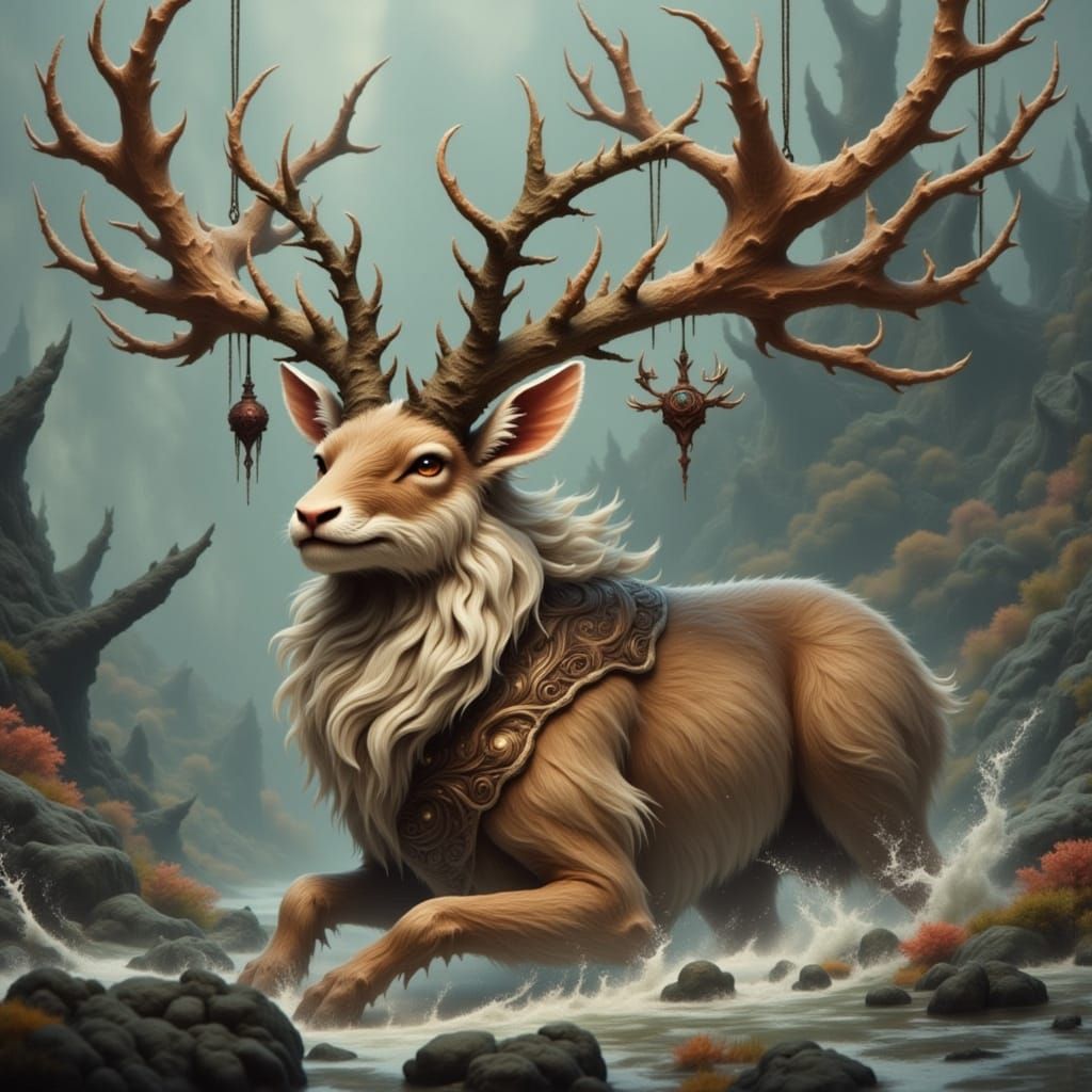 Surreal Jackalope in a Dreamlike, Ethereal Landscape