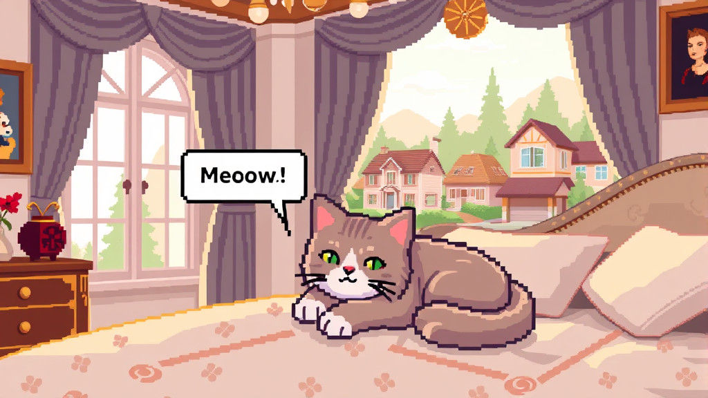 Chunky Pixel Art: Cute Kitty Cat Says Meow