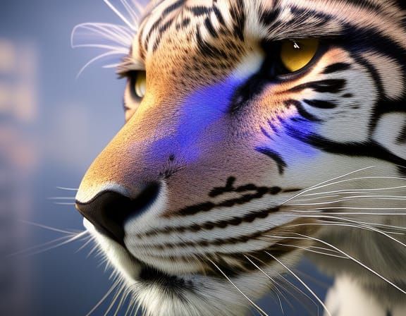 blue tiger head and shoulders portrait, 8k resolution concept art portrait dynamic lighting hyperdetailed intricately de...