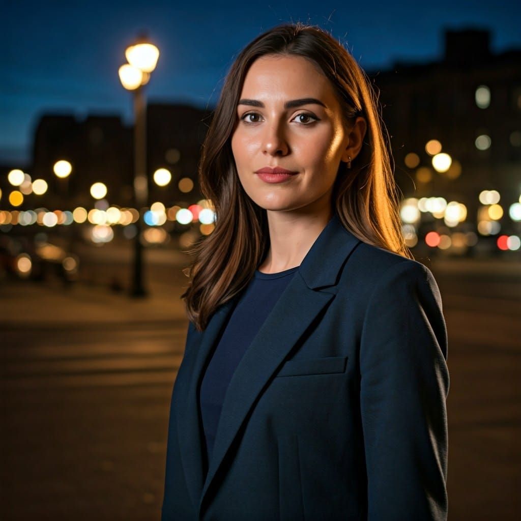 Ambitious Businesswoman at Dawn: Cinematic Style