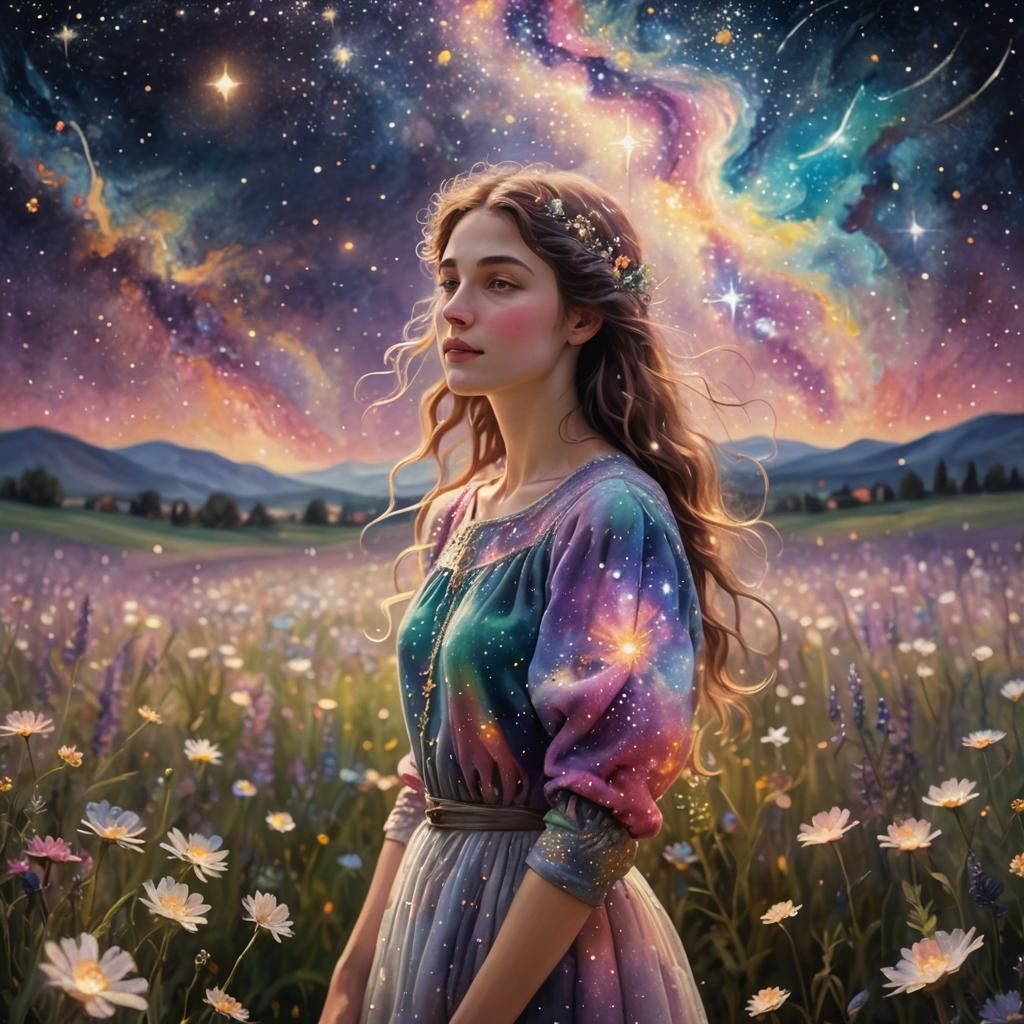 Celestial Meadow Shimmers in Ethereal Starlight