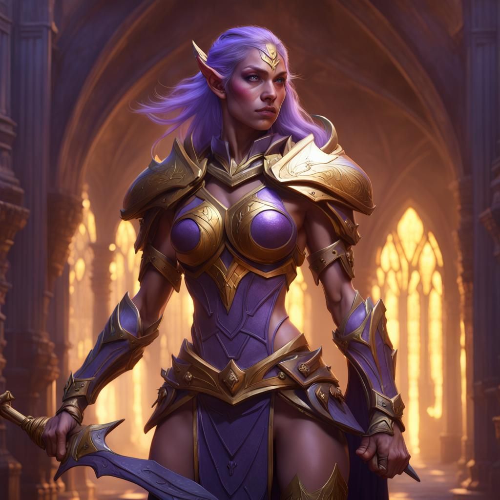Muscular Elf Paladin in Dark Fantasy Style