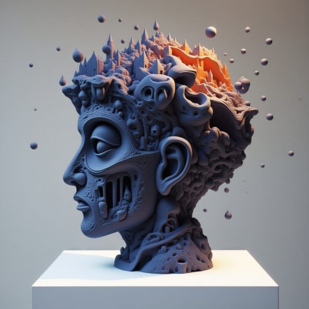 Minimalist Obsidian Optical Illusion Sculpture