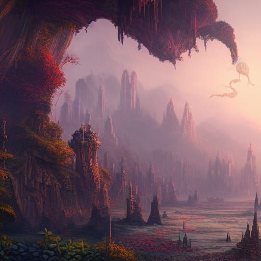 Fantastical Matte Painting in Deep Color, 8k Resolution