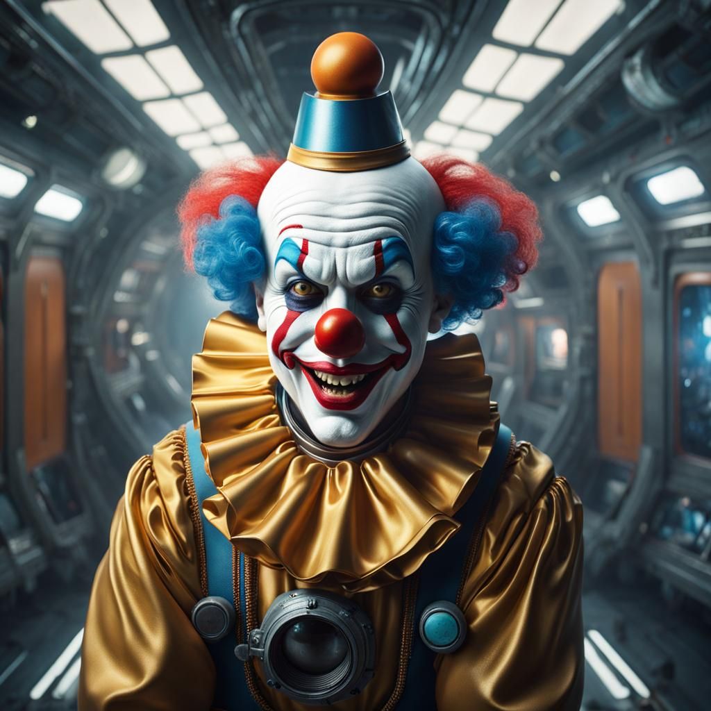 Clown Portrait on Spacestation in Hyperreal 3D