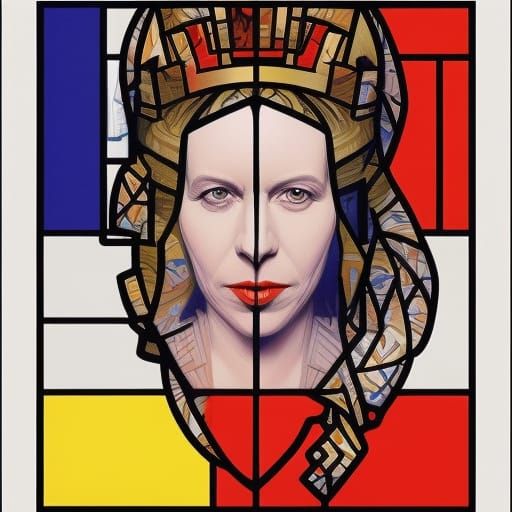 Queen Elizabeth Portrait in Comic Book Art Style