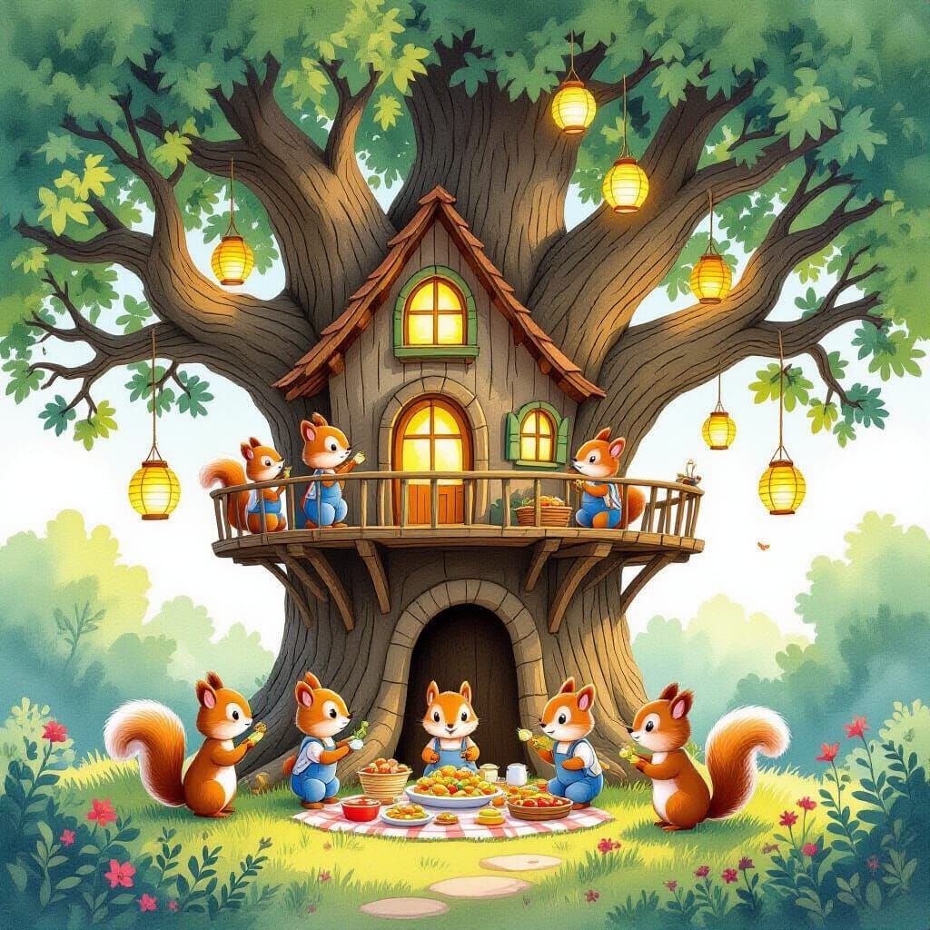 Whimsical Treehouse Feast in Ancient Oak