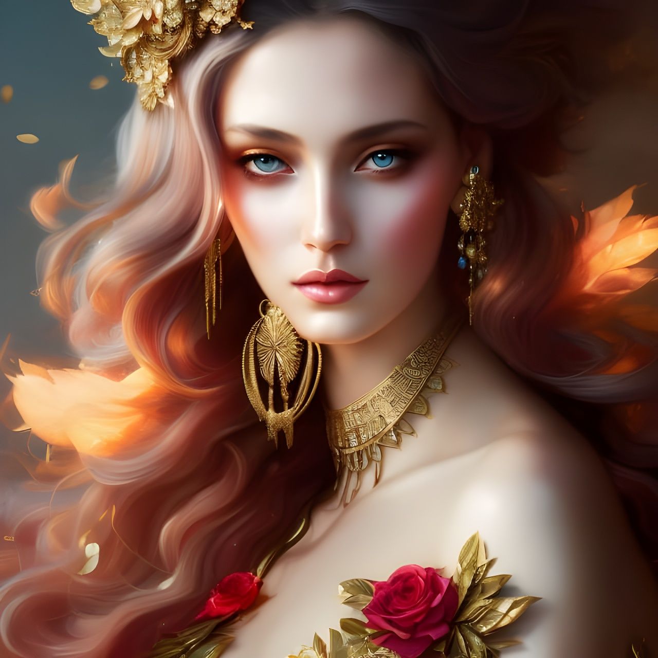 Radiant Summer Goddess Portrait in Digital Art Style