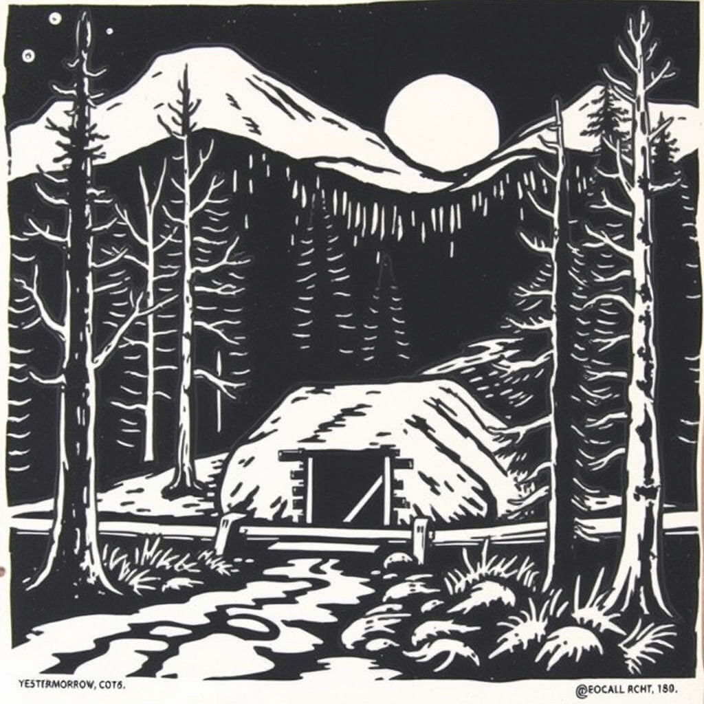 Yestermorrow School in Vermont: Linocut Relief Print