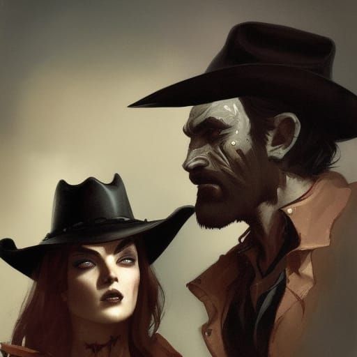 Sinister Cowboy Couple Portrait