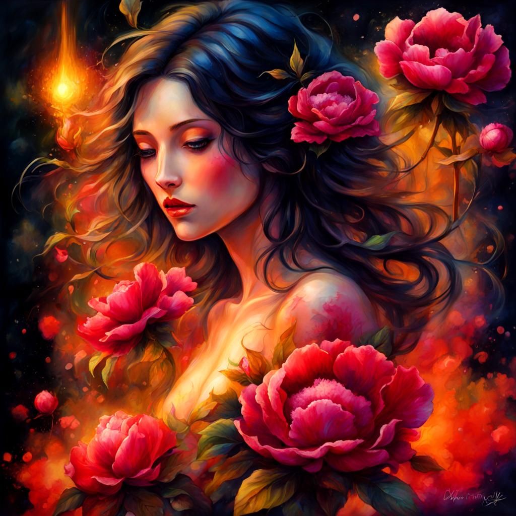 Surreal Floral Arrangement in Paint Splatter Style