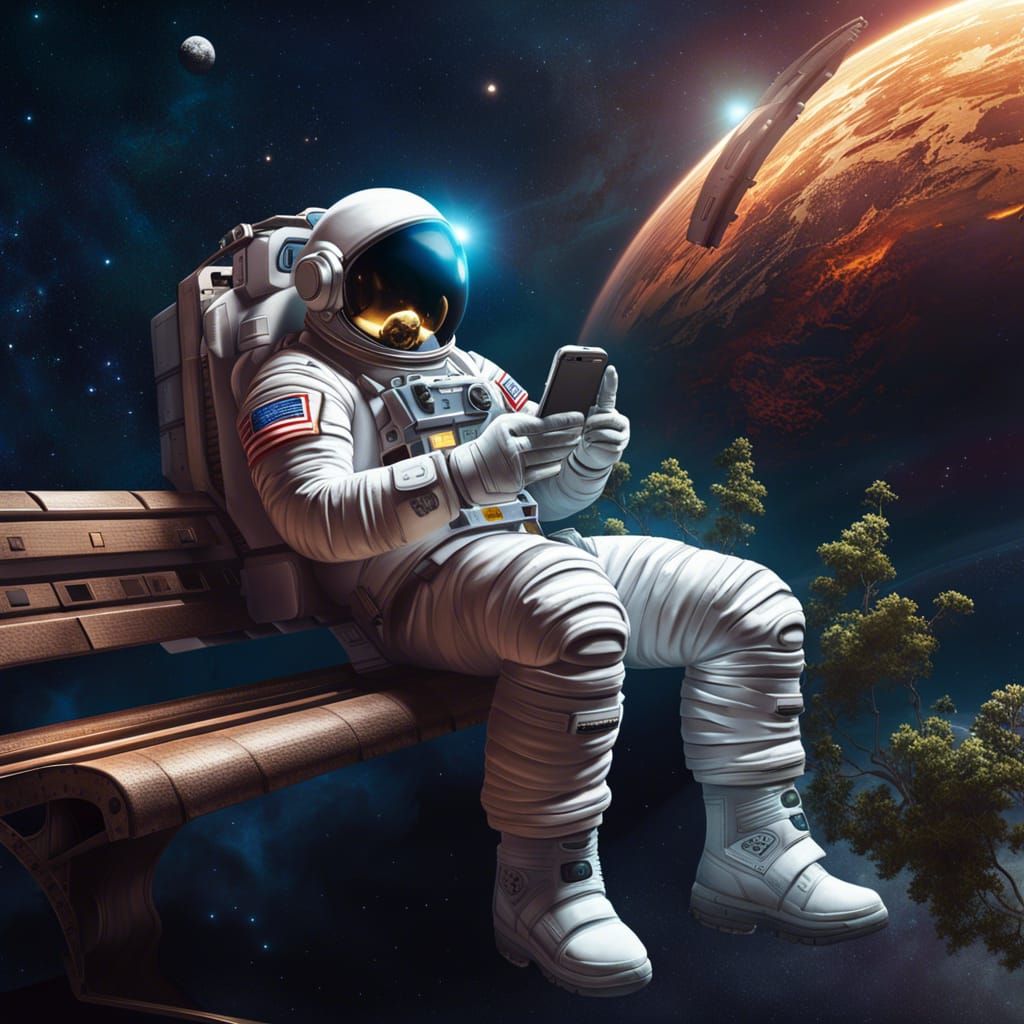 Italian Astronaut's Space Selfie: Digital Art in 4K