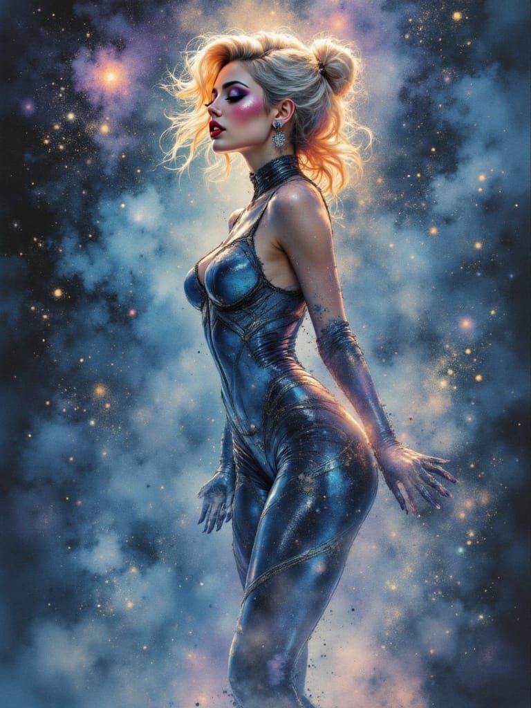 <lora:Inksplash:1.0> 

A celestial femme fatale floating in ...