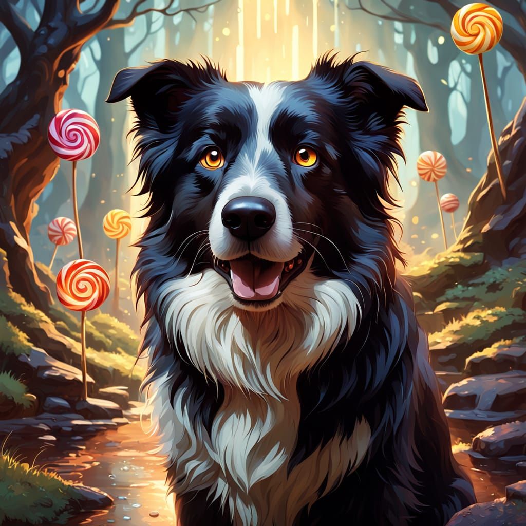 Border Collie Guarding Portal in Digital Art