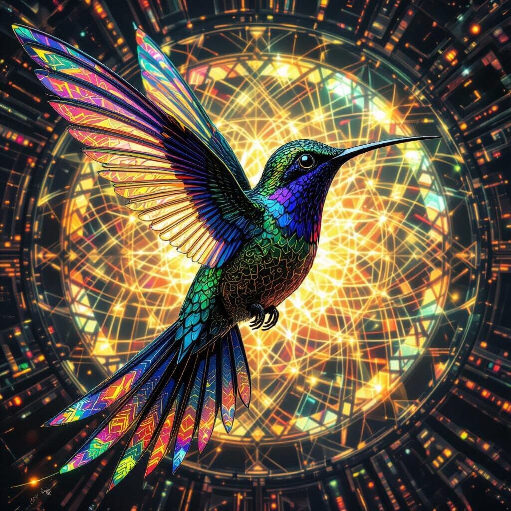 Biomechanical Hummingbird in Fractal Vortex