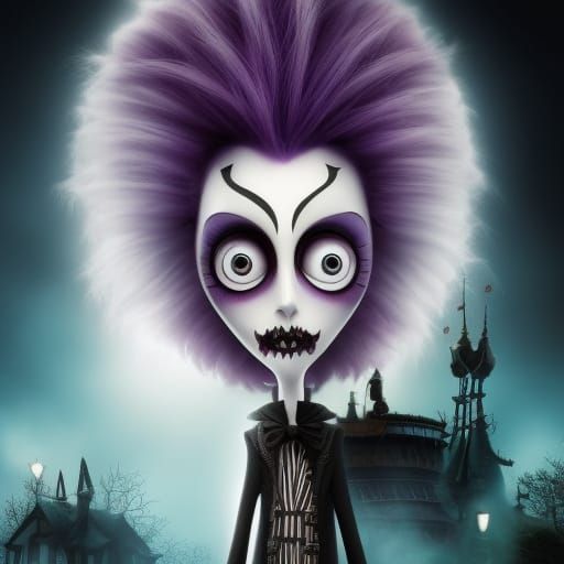 Noir Portrait of Girl with Neon Hair