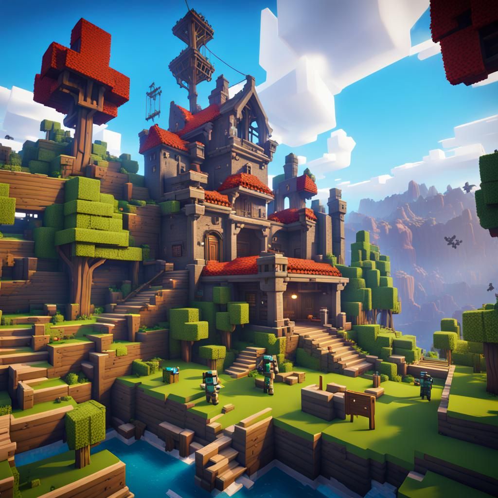 Fortnite Minecraft Roblox Fusion: Detailed Matte Painting