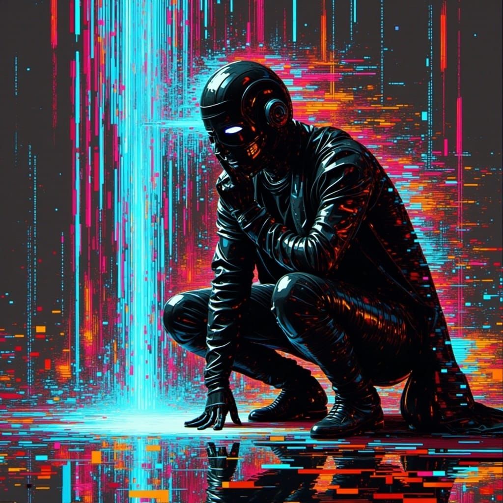 Digital Assassin in Neon-Lit Cyberpunk Etherverse
