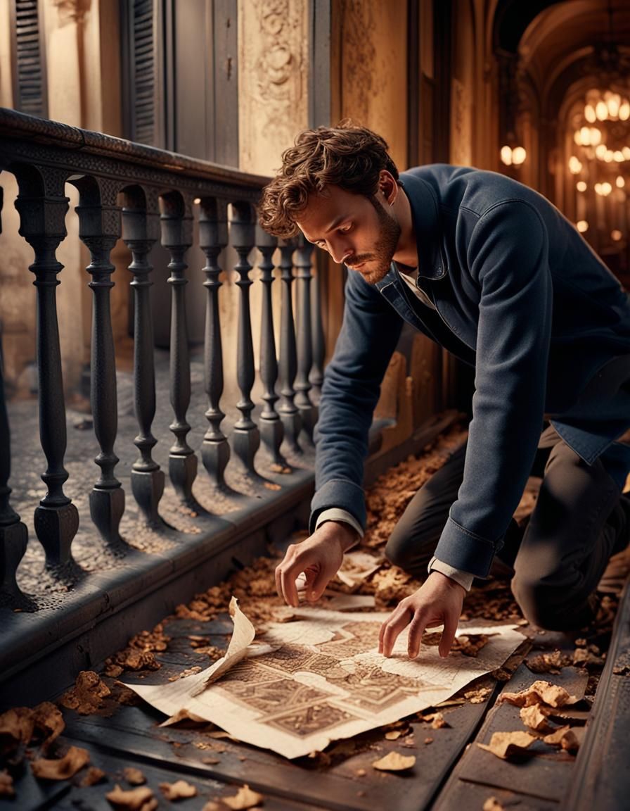 Man Reaching for Paper in 19th Century Marseille