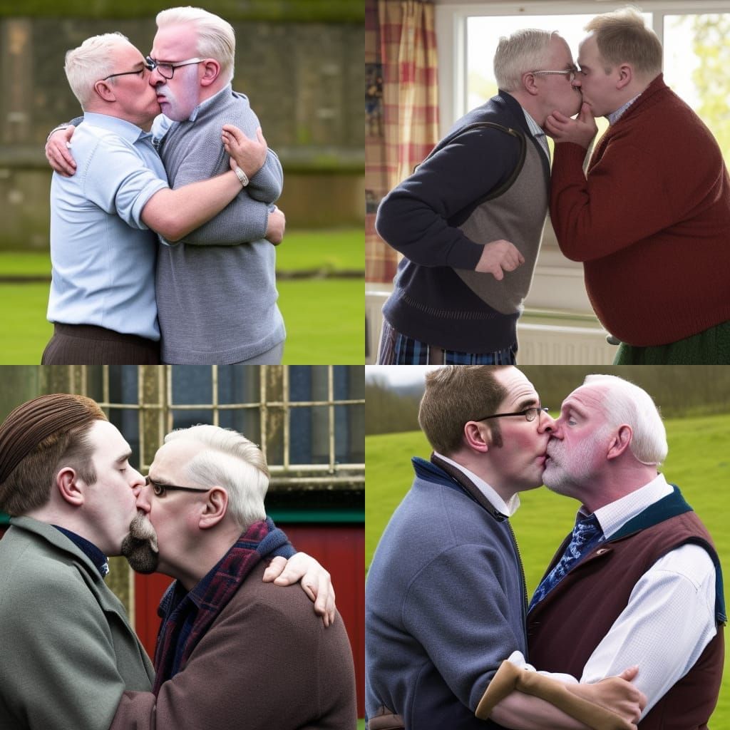 Passionate Kiss: Two Men Embrace in AI Image