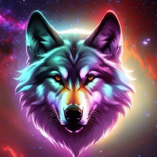 Cosmic Galaxy Wolf Fantasy Art