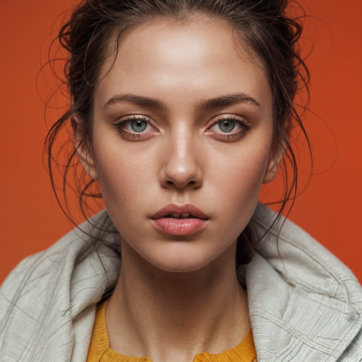 Hyperrealistic Model Portrait in Vibrant Splash Art Style