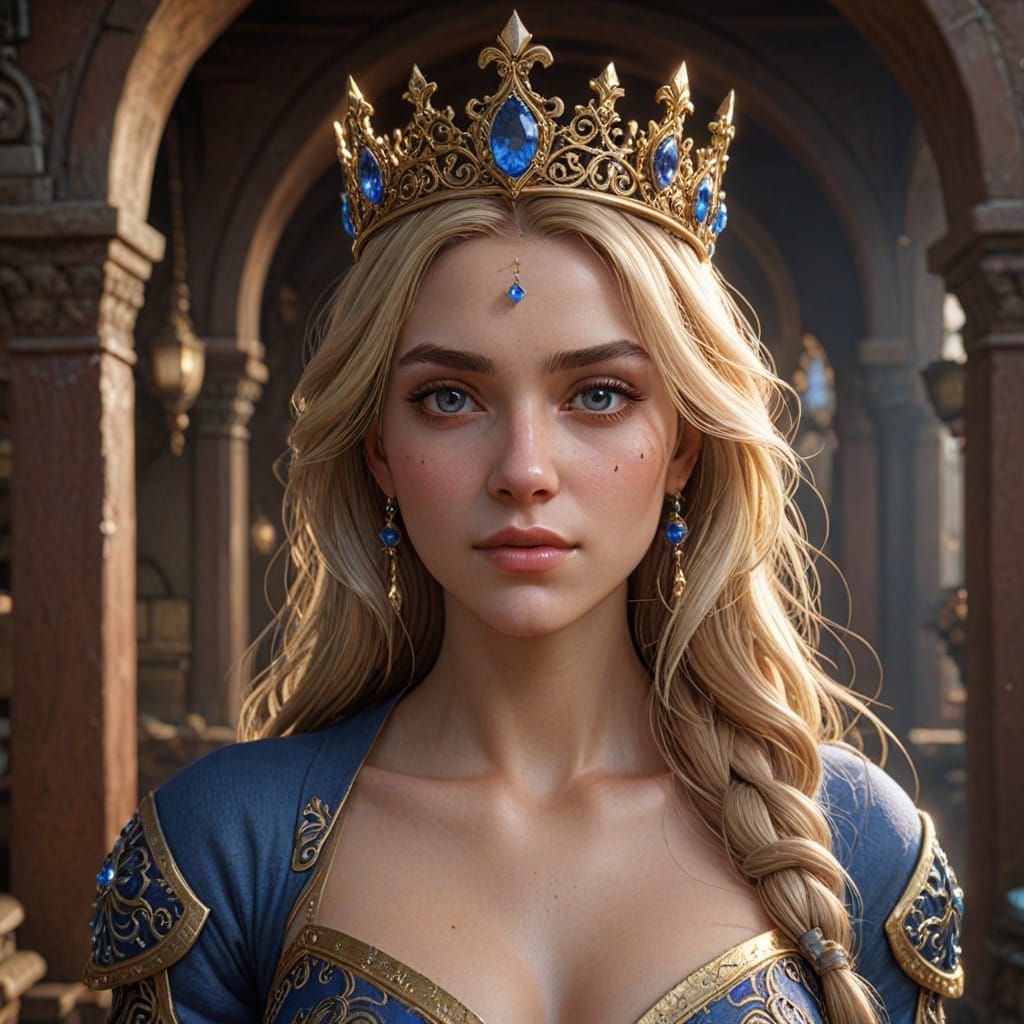 Stunning Blond Queen with Jeweled Crown, 8K
