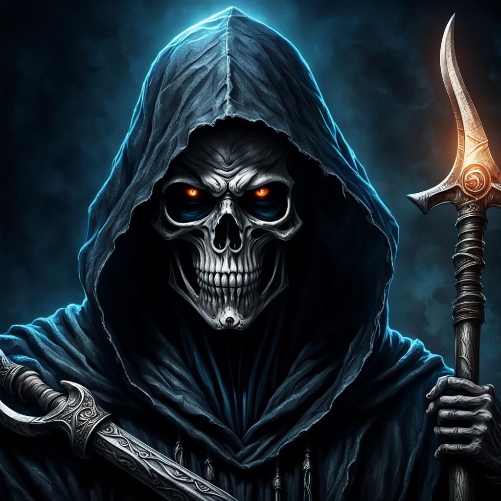 Gothic Grim Reaper in Hyper-Realistic Detail