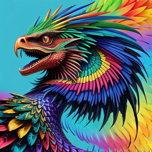 Woman with Rainbow Dragon Scales in Abstract Art