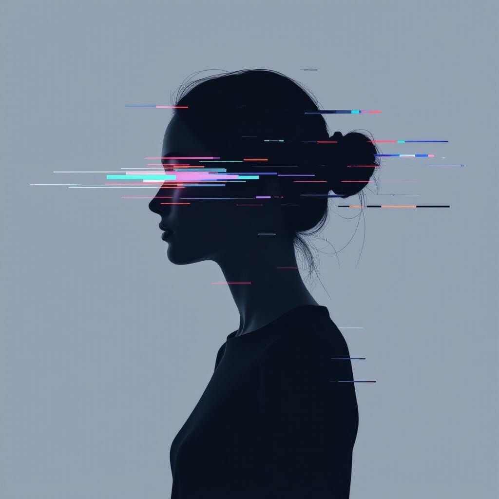 Distorted Silhouette in Glitch Art Style