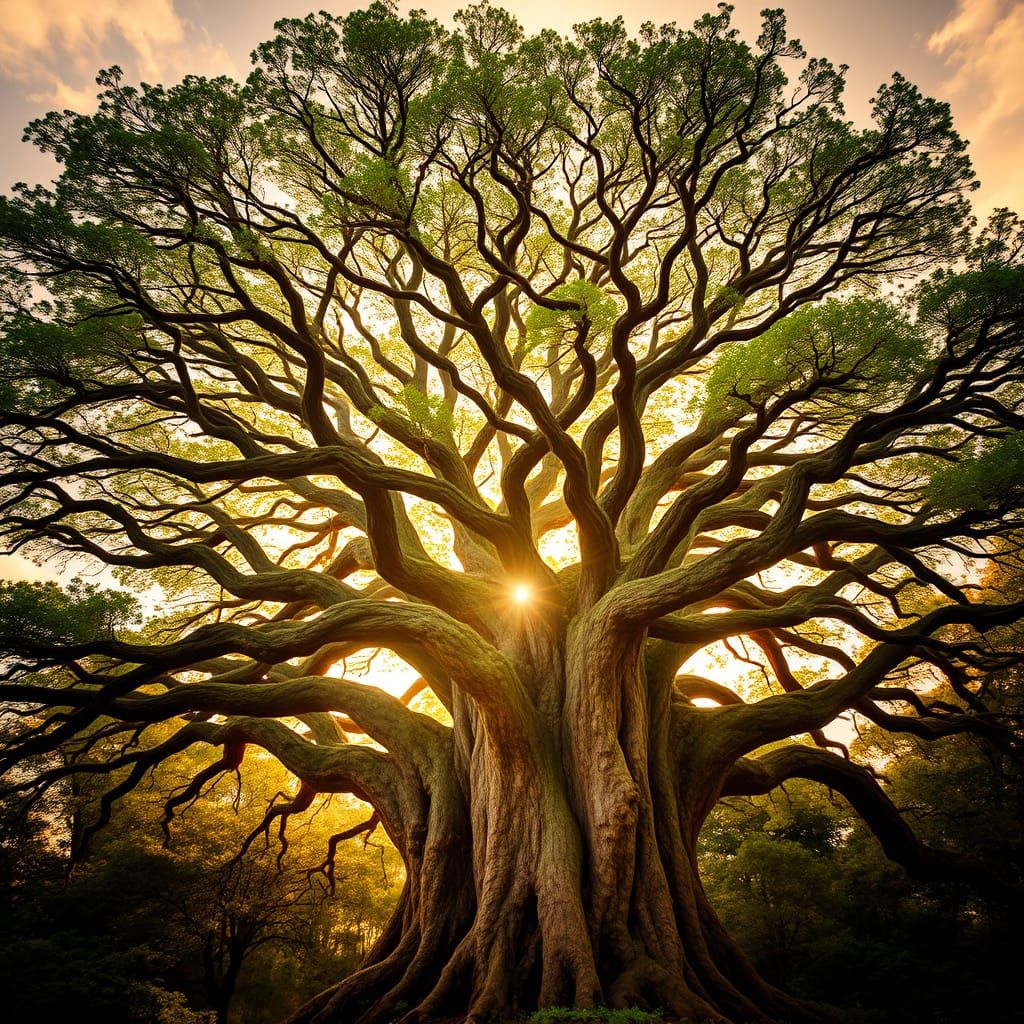 Ethereal Forest Giant in Golden Hour