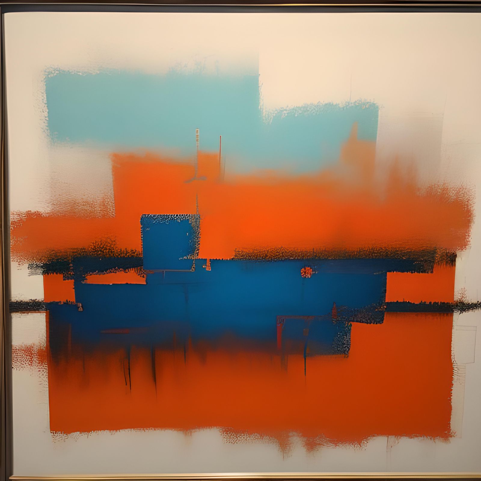 Abstract Painting in Orange, Red, and Blue