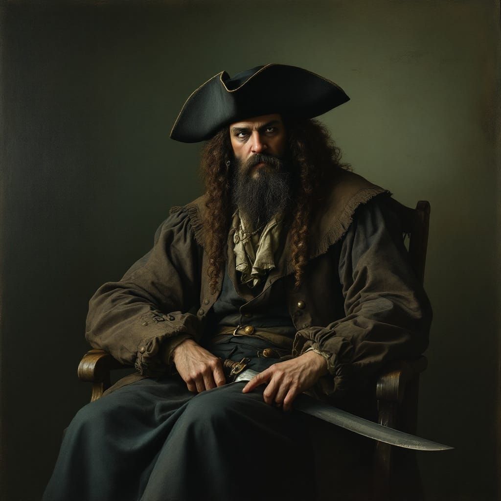 Melancholy Pirate Portrait in Chiaroscuro Style