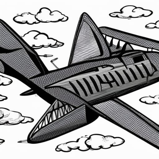 Fantastical Plane Barely Flying: Colour Illustration