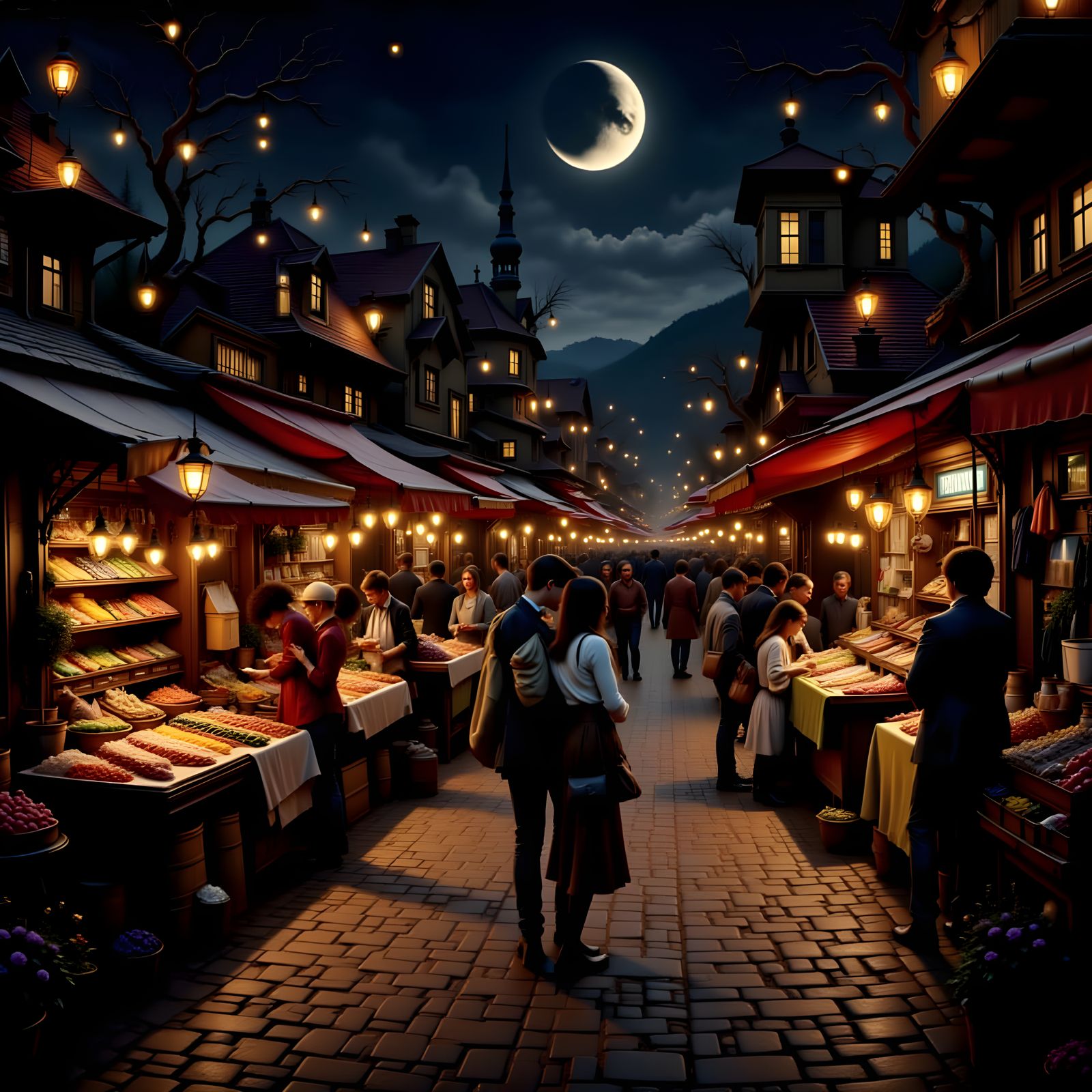 The town market at night